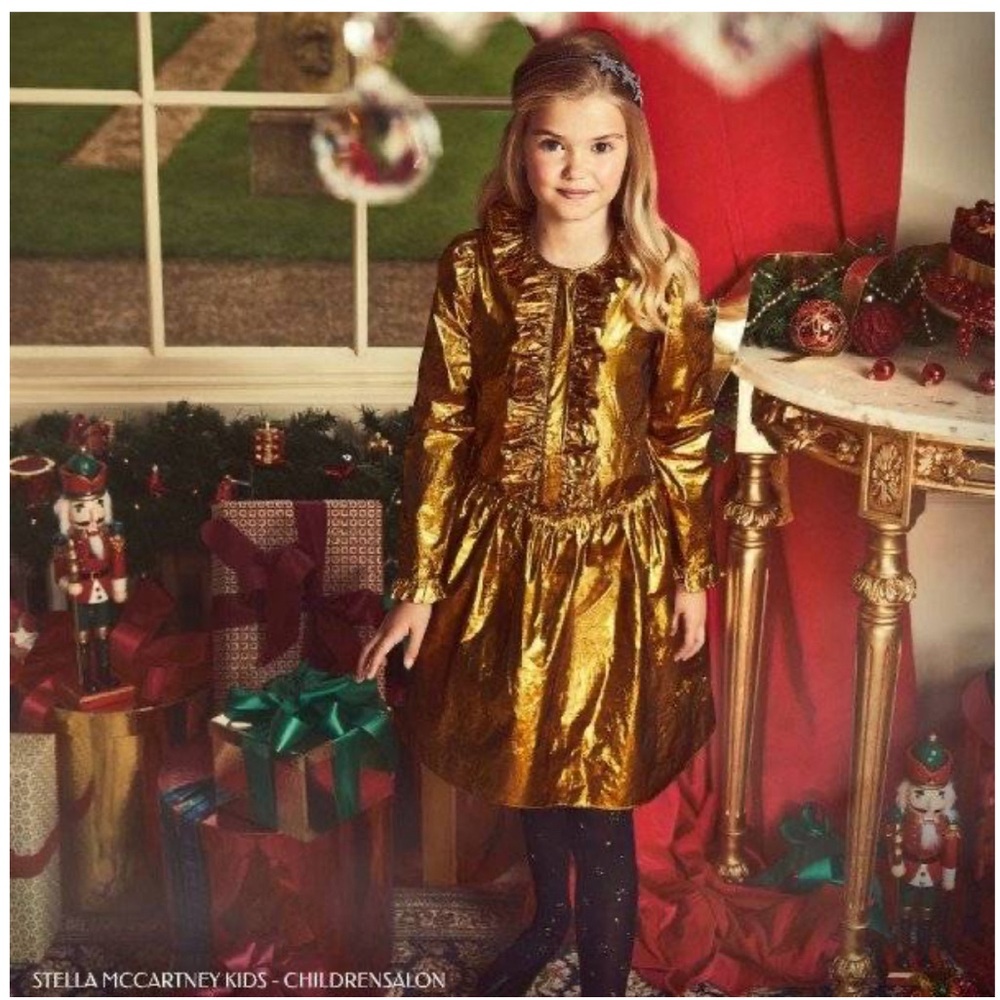 Stella McCartney Metallic Gold Silk Blend Dress